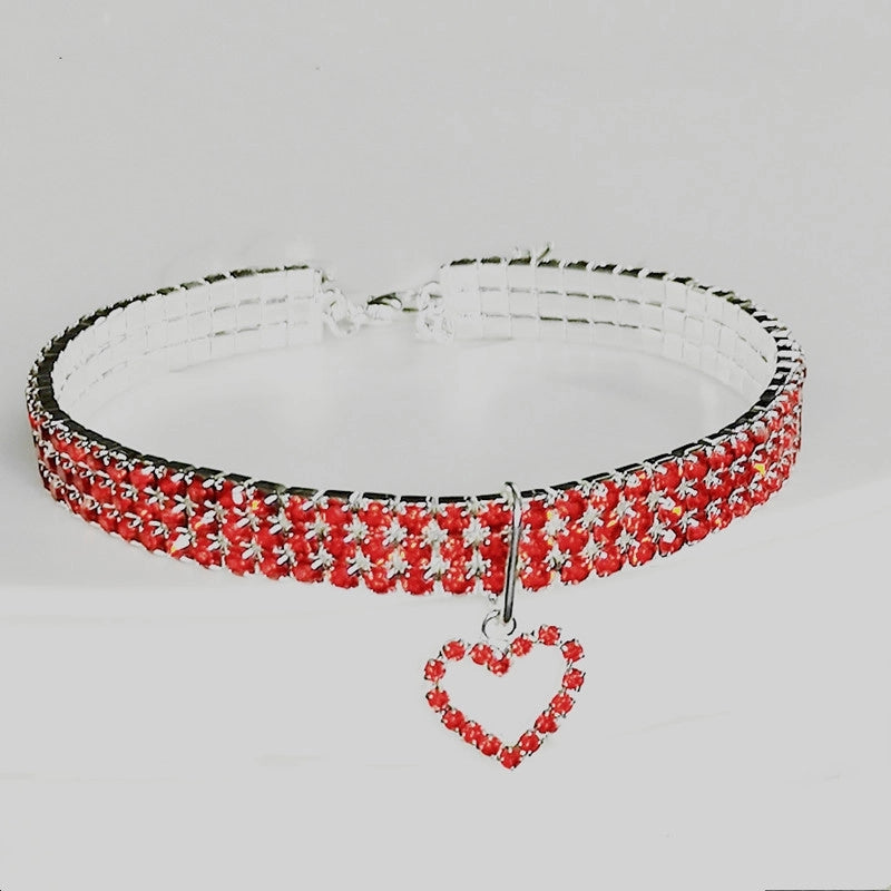 Minimalist Classic Style Metal Solid Color Diamond Pet Collar