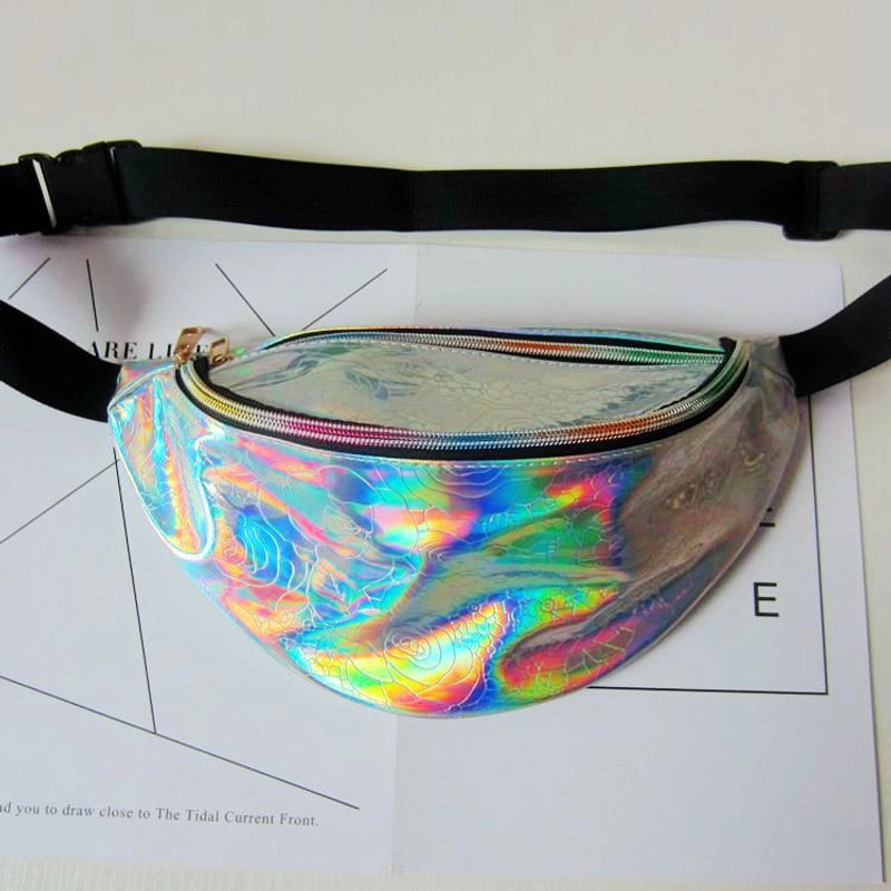 Ladies Waist Bag Running Outdoor Sports PU Colorful Laser New Shoulder Slung Chest Bag Men
