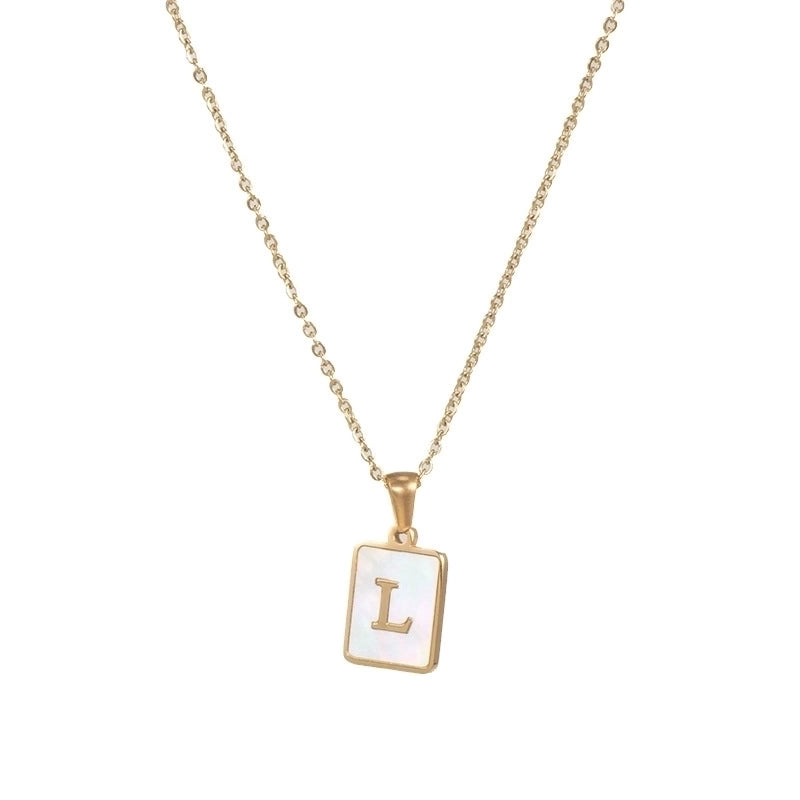 Vintage Style Letter Square 304 Stainless Steel Shell 18K Gold Plated Plating Inlay Pendant Necklace