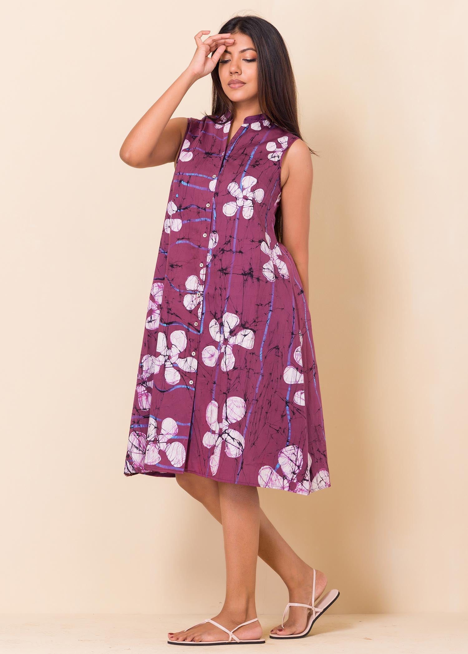 Batik Floral Sleeveless Dress