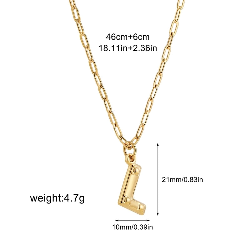 Preppy Style Solid Color Shiny Letter 304 Stainless Steel Pendant Necklace