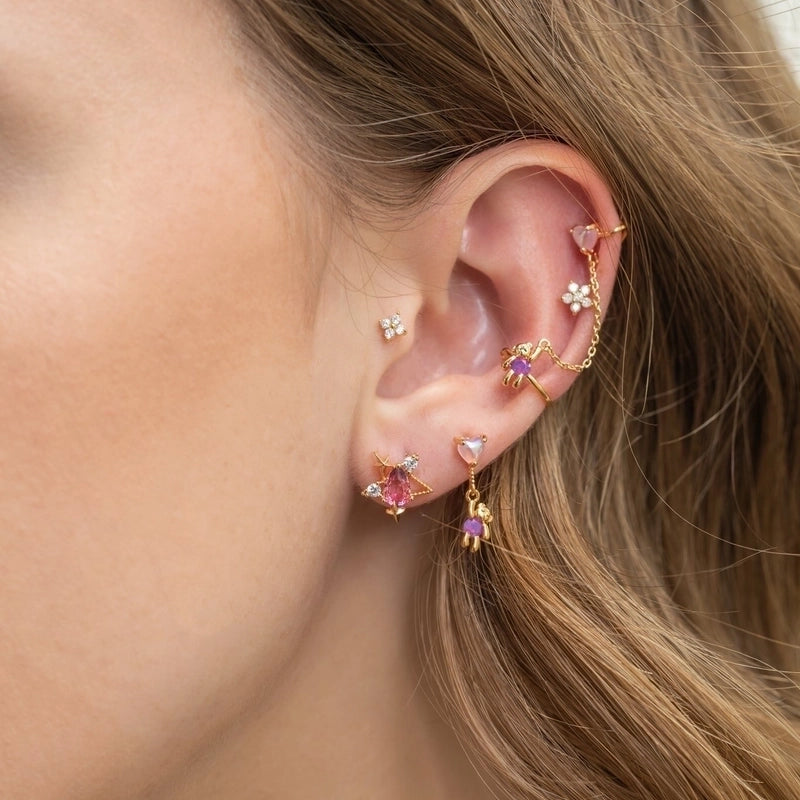 Ethnic Style Star Copper Artificial Gemstones Earrings Ear Studs