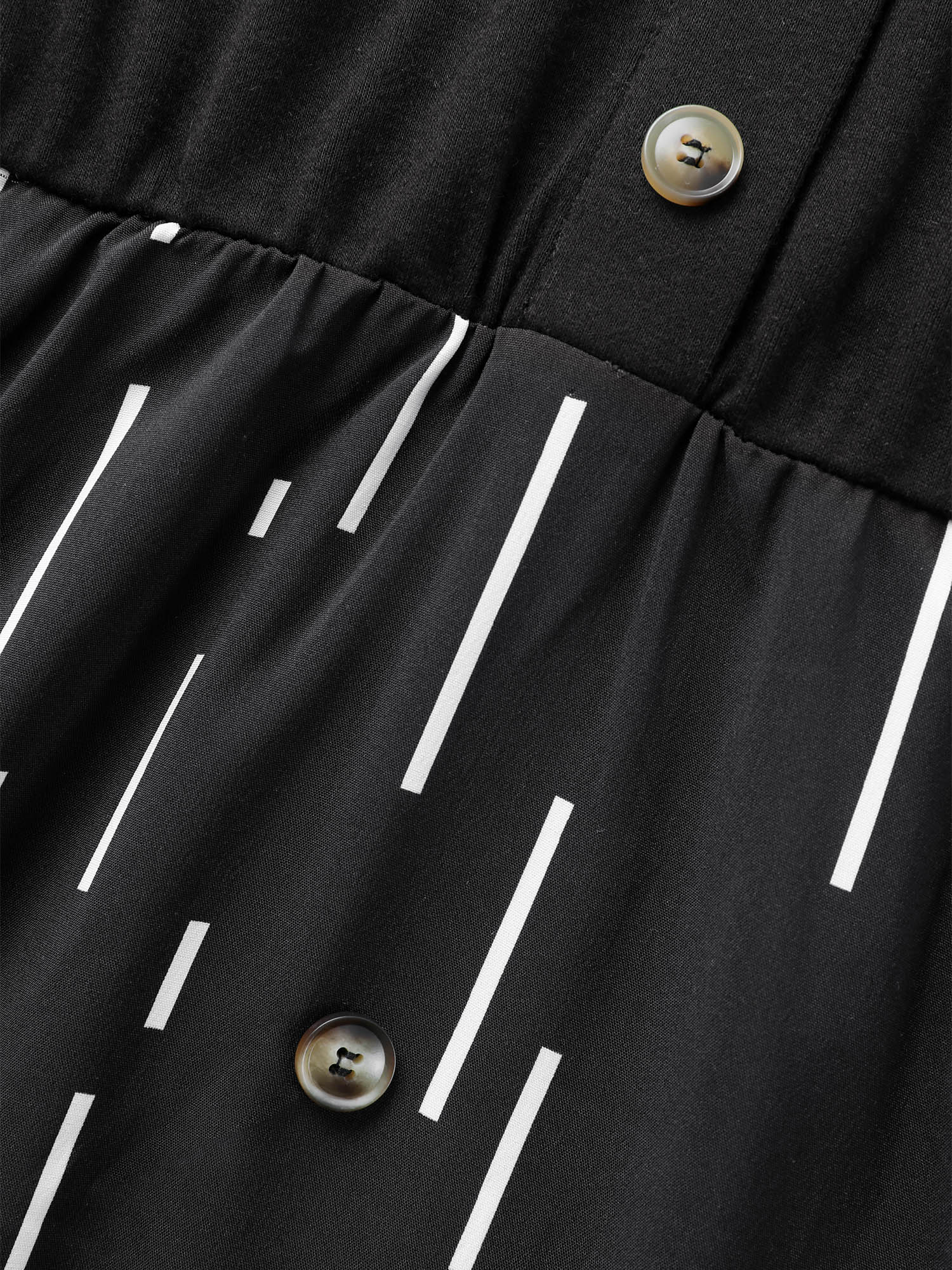 Striped Patchwork Button Detail Belted Dress