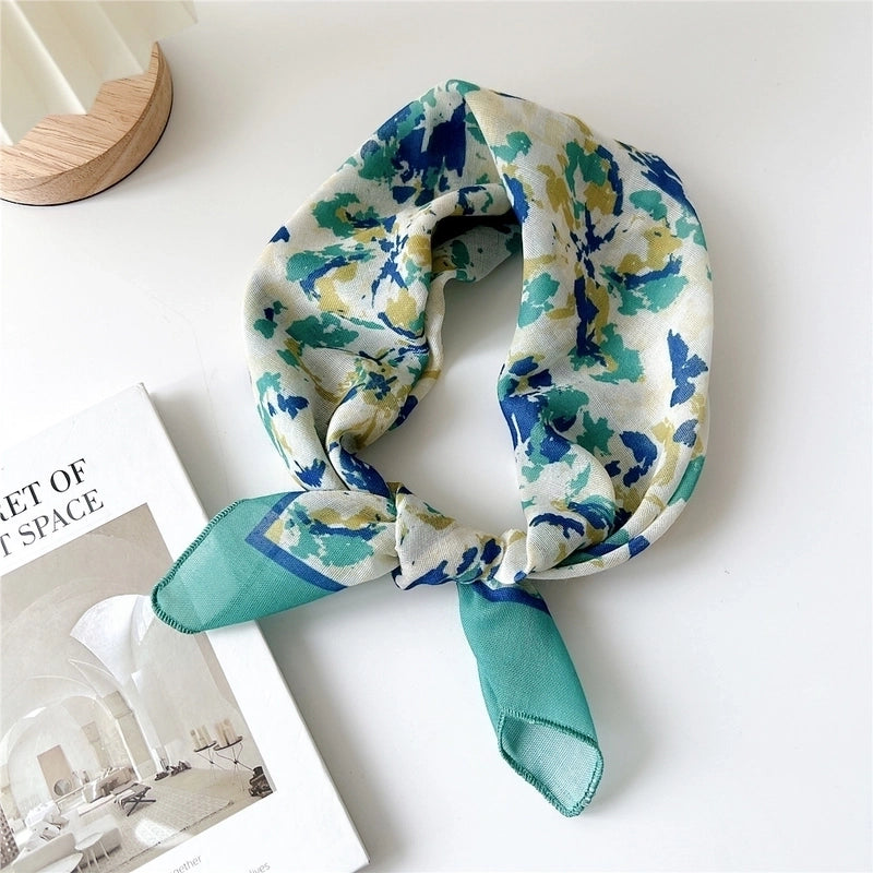 Women's Pastoral Minimalist Flower Cotton And Linen Printing Silk Scarf