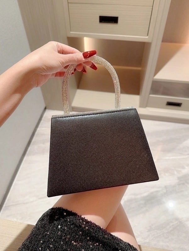 Silver Polyester Solid Color Evening Bags