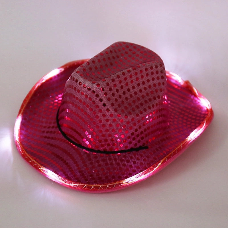 Spring New Sequined Luminous LED Jazz Hat Music Carnival Festival Banquet Party Hat Fashion