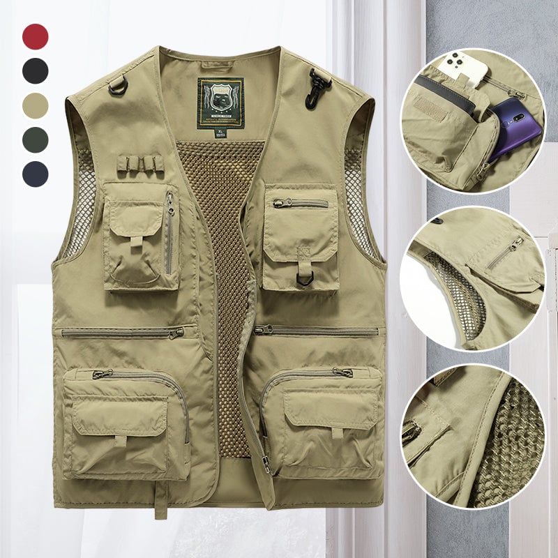 48% OFF Breathable Mesh Zip Cargo Vest