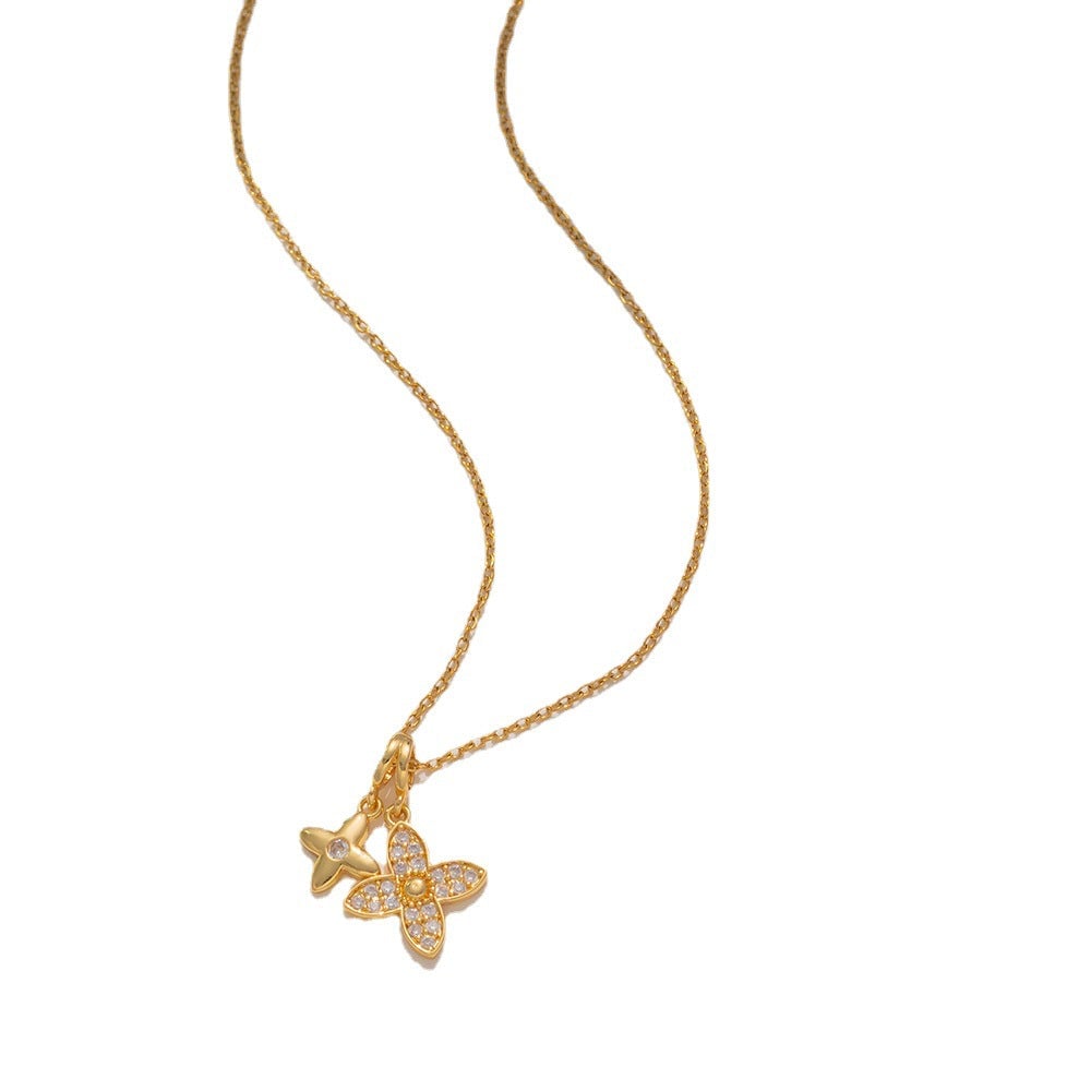Letter Text Number Titanium Steel 18K Gold Plated Necklaces