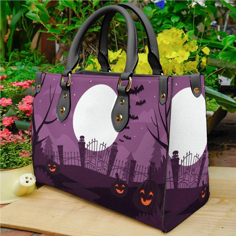 Halloween Women's Medium Pu Leather Letter Streetwear Square Hook Loop Tote Bag