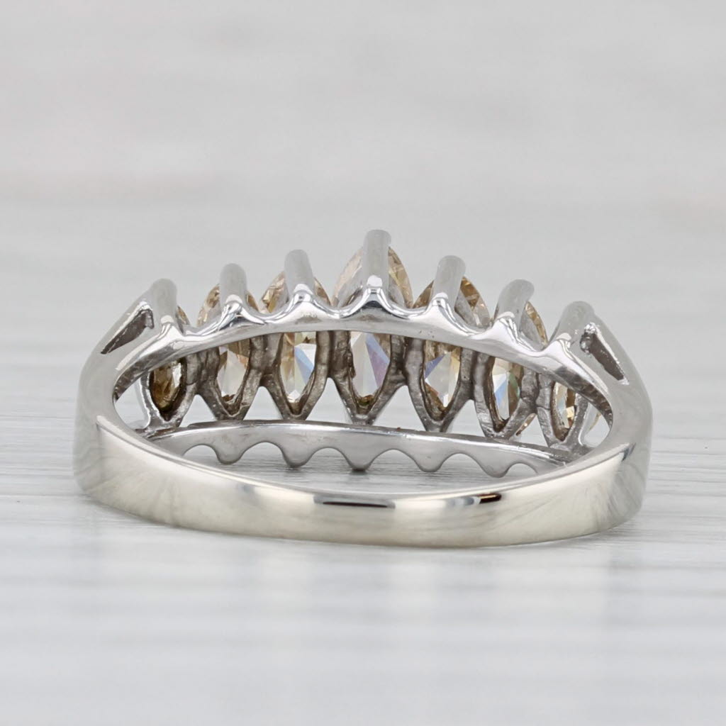 1.06ctw Champagne Diamond Tiered Rooftop Ring 14k White Gold Size 6.25 Stackable