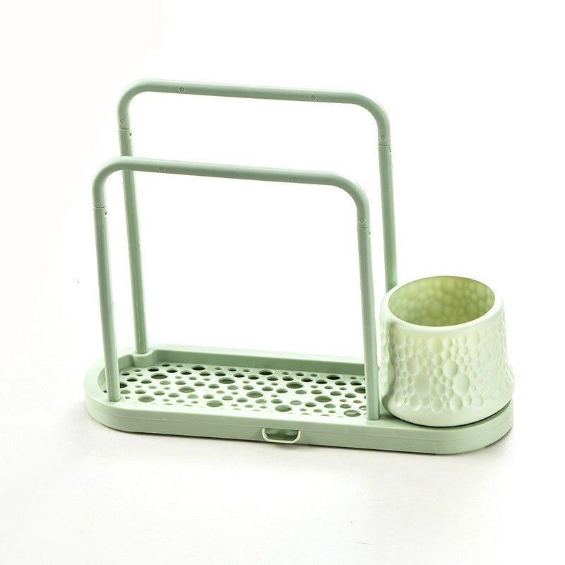 Rag Draining Rack Punch-free Sink Steel Ball Sponge Storage Rack Kitchen Cleaning Supplies Countertop Storage Rack
