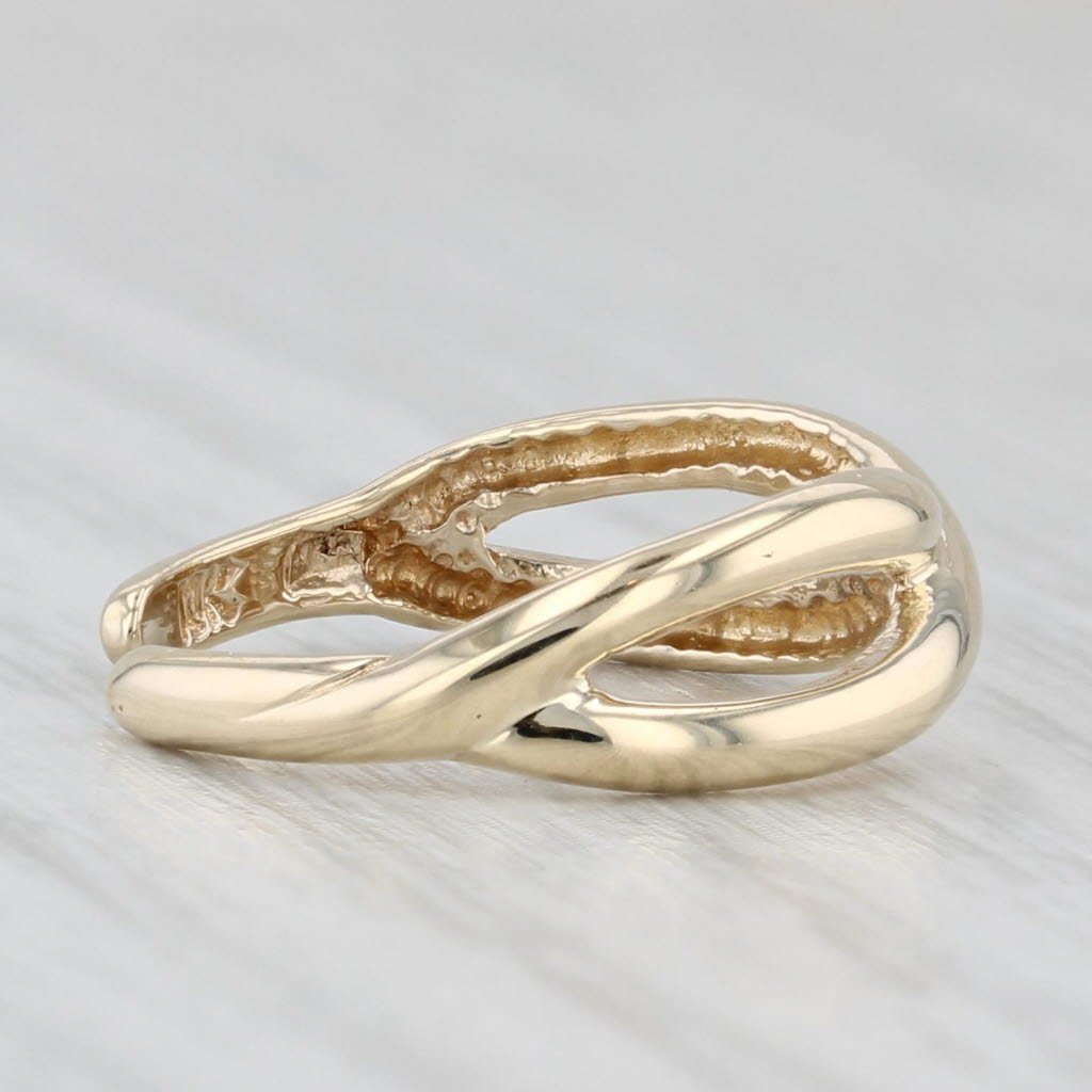 Knot Woven Band Cross Over Toe Ring 10k Yellow Gold Adjustable Size