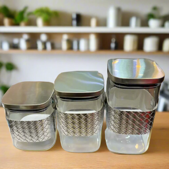 New Luxury Airtight Silver Jars With Spoon