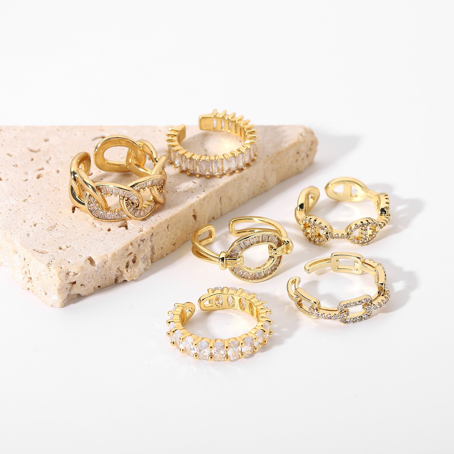 Women IG Style Circle Copper 18K Gold Plated Rings
