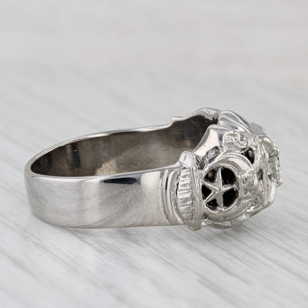 0.38ct Diamond Masonic Scottish Rite Ring 10k Gold Eagle Signet Yod 32nd Degree