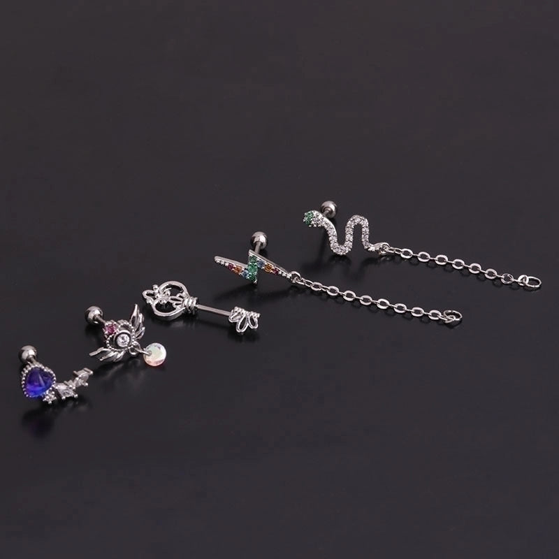Ear Cartilage Rings & Studs Flower 316L Stainless Steel  Copper Inlaid Zircon