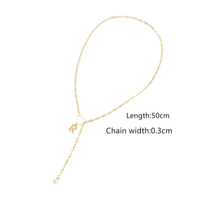Elegant Minimalist Classic Style Letter Heart Shape 201 Stainless Steel 304 Stainless Steel Artificial Pearl Stainless Steel Necklaces