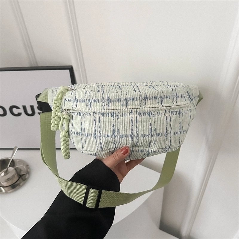 Women's Classic Style Plaid Canvas Waist Bags