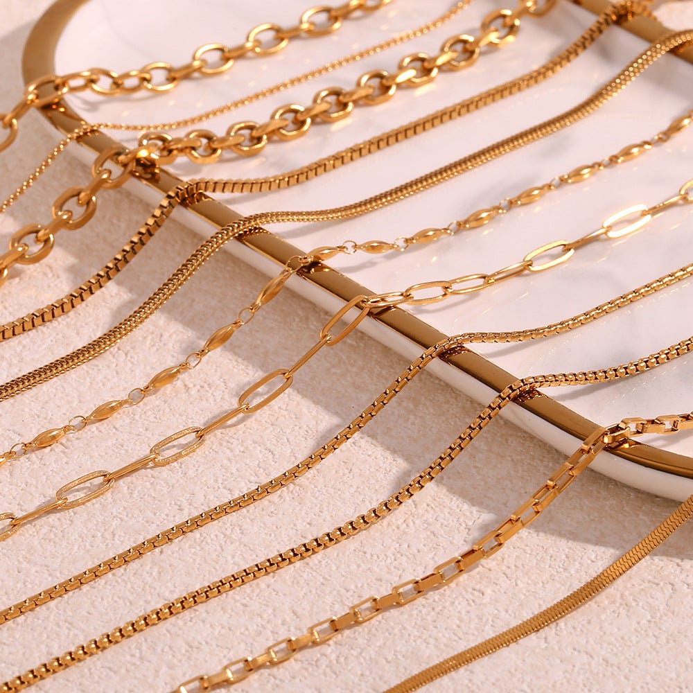 Minimalist Stripe Geometric Stainless Steel 18K Gold Plated Necklaces