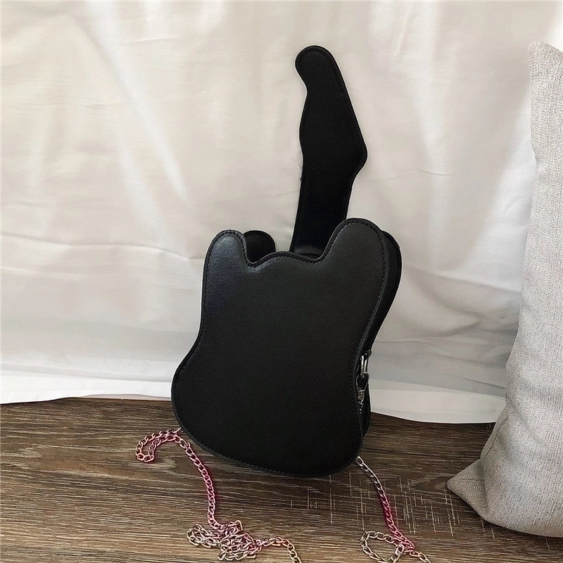 Women's Small Pu Leather Guitar Fashion Zipper Crossbody Bag
