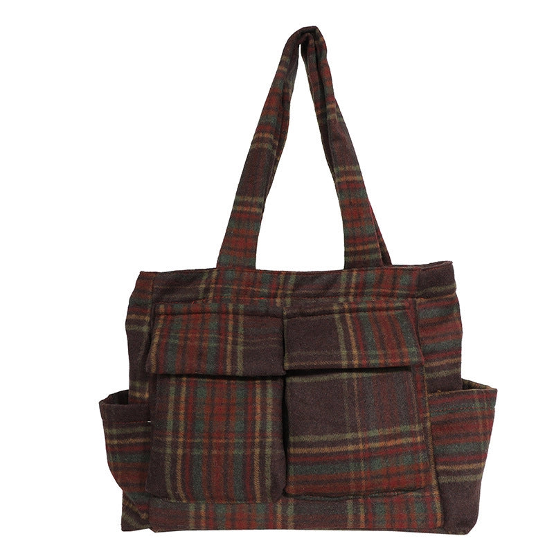 Women's Plush Lattice Streetwear Square Zipper Shoulder Bag