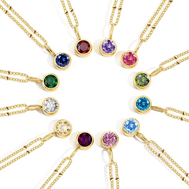 Minimalist Classic Style Geometric 316L Stainless Steel  Rhinestones Inlay Stainless Steel Necklaces