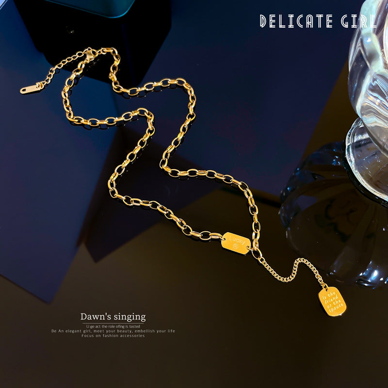 2 Pieces Cartoon Leaf Gourd Lily Of The Valley Geometric Titanium Steel Electroplating Necklaces