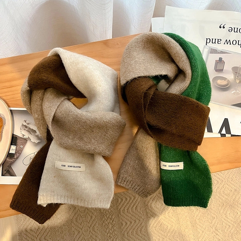 Women's Classic Style  Color Block Knit Scarf