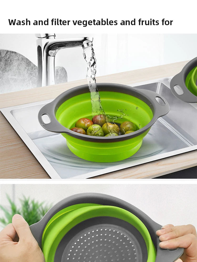 Foldable Silicone Drain Basket-Green(Large)