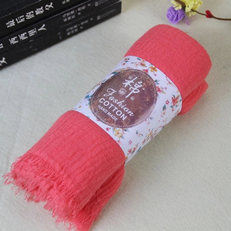 Women's Elegant Lady Minimalist Solid Color Cotton And Linen Scarf