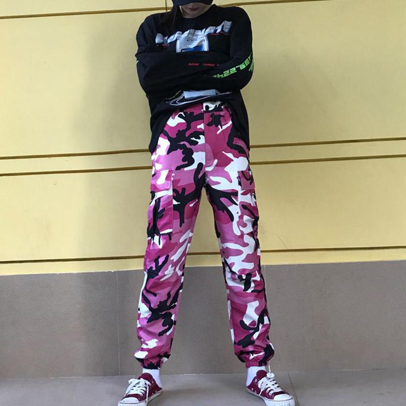 High Waisted Camo Cargo Pants