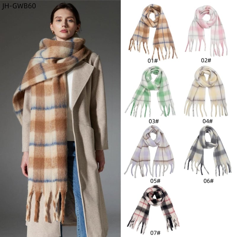 Women's Casual Lattice Polyester Tassel Scarf