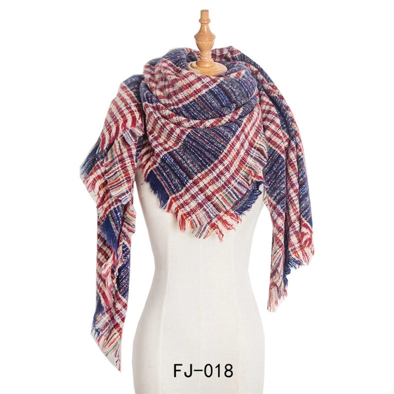 Autumn And Winter New Ring Yarn Thickened Double-sided Lattice Prick Scarf Scarf Women's Scarf Shawl Manufacturers