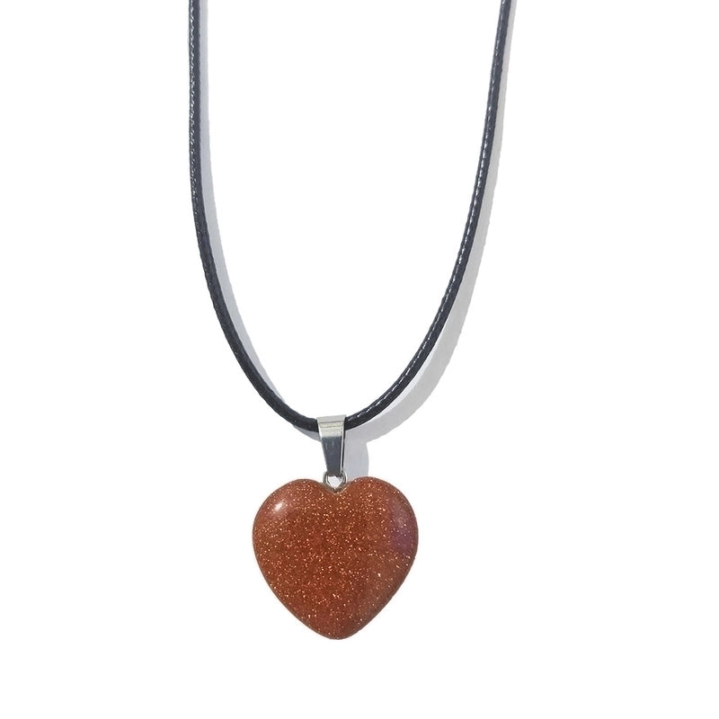 Minimalist Heart Shape Natural Stone Polishing Pendant Necklace 1 Piece