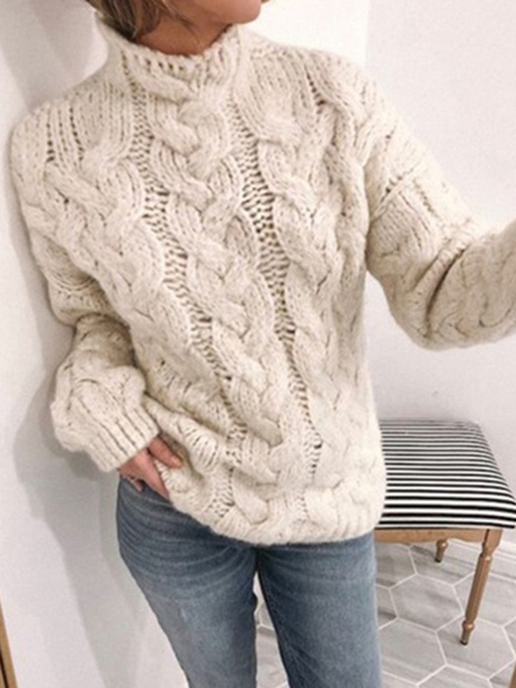 Casual Turtleneck Twist Long Sleeve Sweater