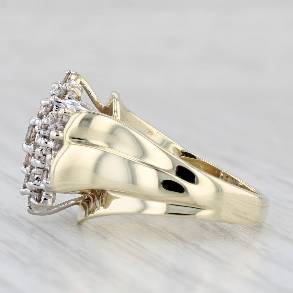0.90ctw Diamond Cluster Ring 10k Yellow Gold Size 6.75