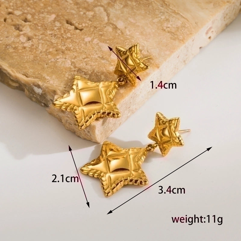 1 Pair Ig Style Casual Geometric Heart Shape Flower Plating Stainless Steel 18k Gold Plated Drop Earrings Ear Studs