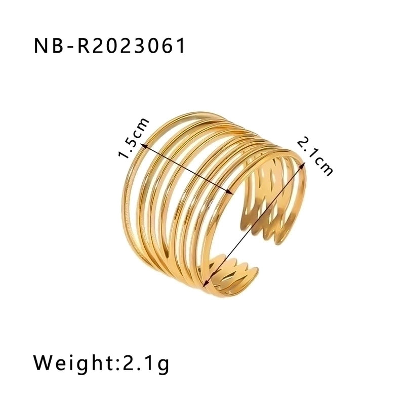 2 Pieces Stainless Steel 18K Gold Plated IG Style Basic Minimalist Plating Tree Symbol Lingge Open Rings