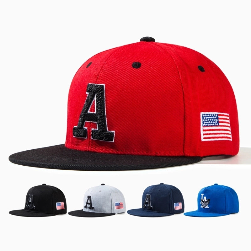 Unisex Casual Hip-Hop Streetwear National Flag Letter Flat Eaves Baseball Cap