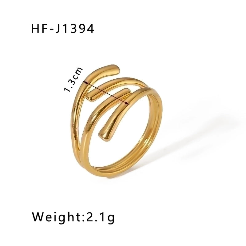 Stainless Steel 18K Gold Plated Modern Style Plating Geometric Open Rings