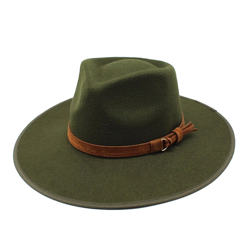 Style Felt Hat Big Brim Woolen Bowler Hat Autumn And Winter Water Drop Top Covered Men And Women Jazz Hat