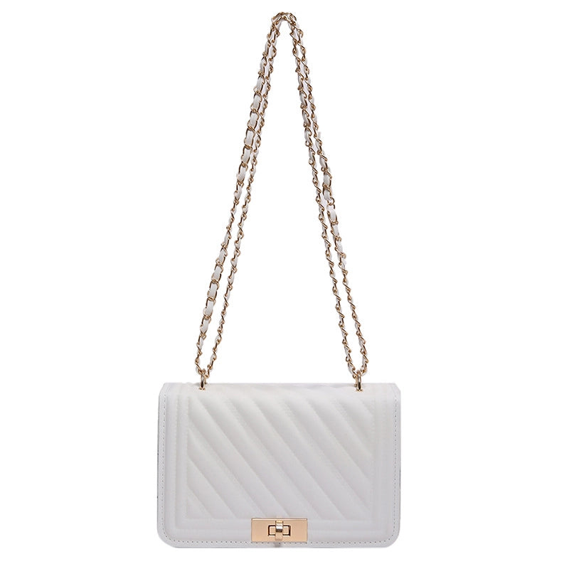 Women's Small Pu Leather Solid Color Vacation Classic Style Sewing Thread Square Lock Clasp Shoulder Bag