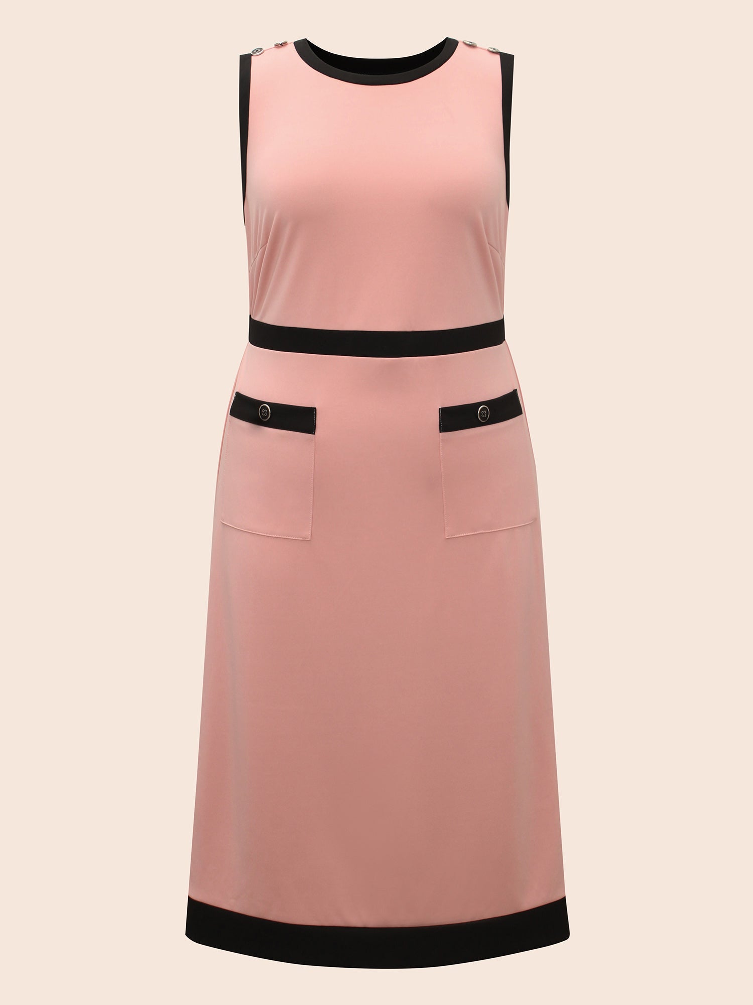 Contrast Button Detail Tank Dress