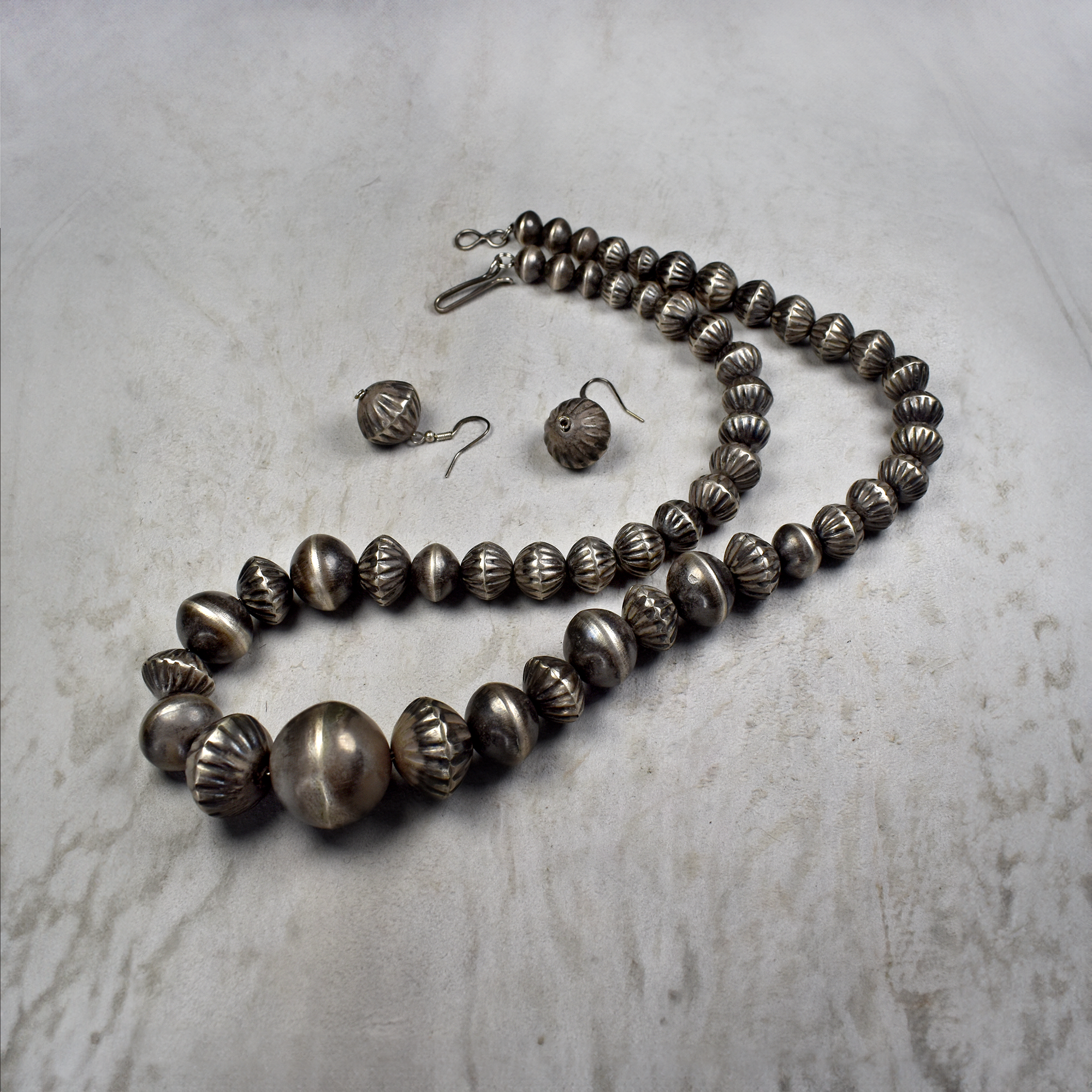 24 Navajo Pearl and Pillow Bead Necklace & Earring Set