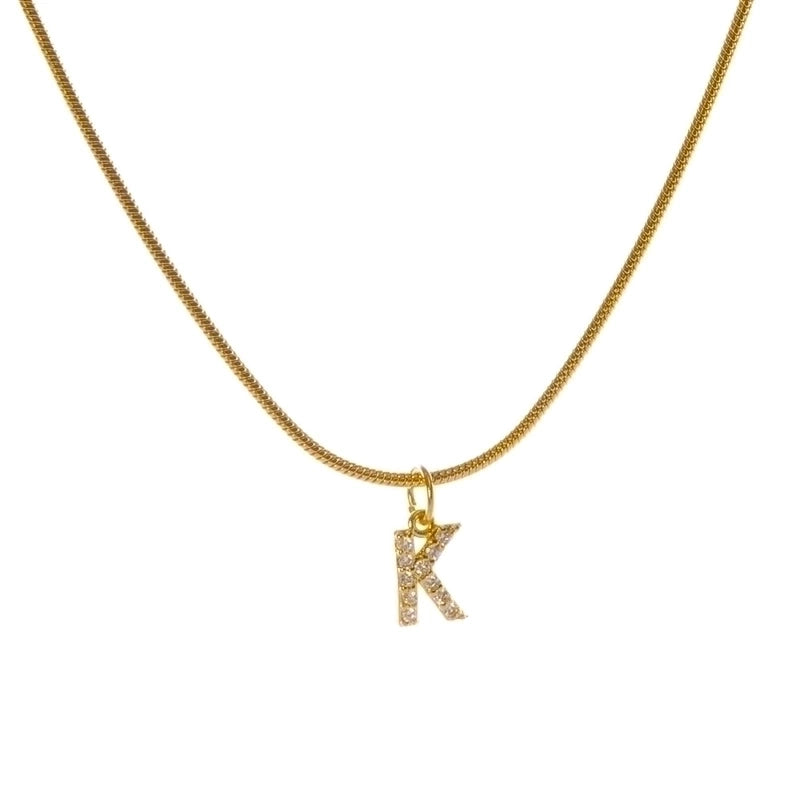 Fashion Letter Titanium Steel Plating Zircon Pendant Necklace
