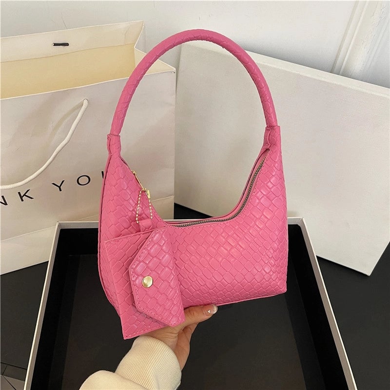 Women's Small Pu Leather Solid Color Classic Style Square Zipper Bag Sets