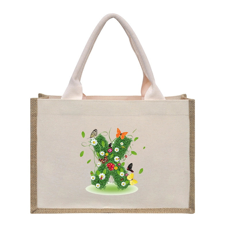 Women's Medium Canvas Letter Basic Classic Style Open Shopping Bags