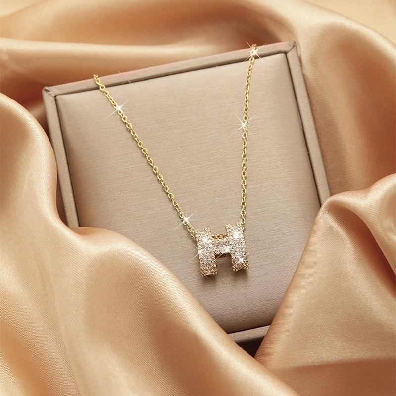 3 Pieces Lady Heart Shape Flower Titanium Steel Plating Inlay Zircon Gold Plated Pendant Necklace