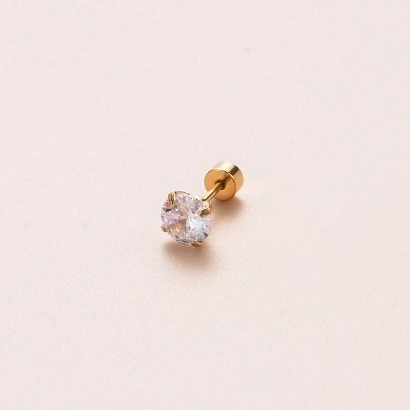 1 Piece Ear Cartilage Rings & Studs Sweet Minimalist Classic Style Geometric Round 316L Stainless Steel  Plating Inlay Zircon