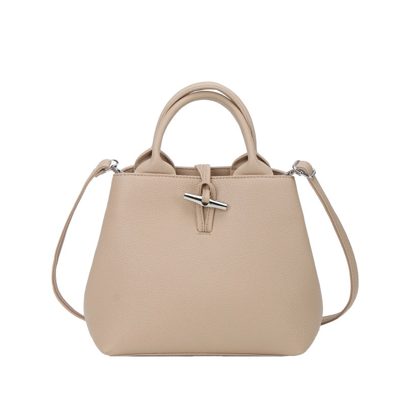 Women's Pu Leather Solid Color Classic Style Bucket Zipper Crossbody Bag